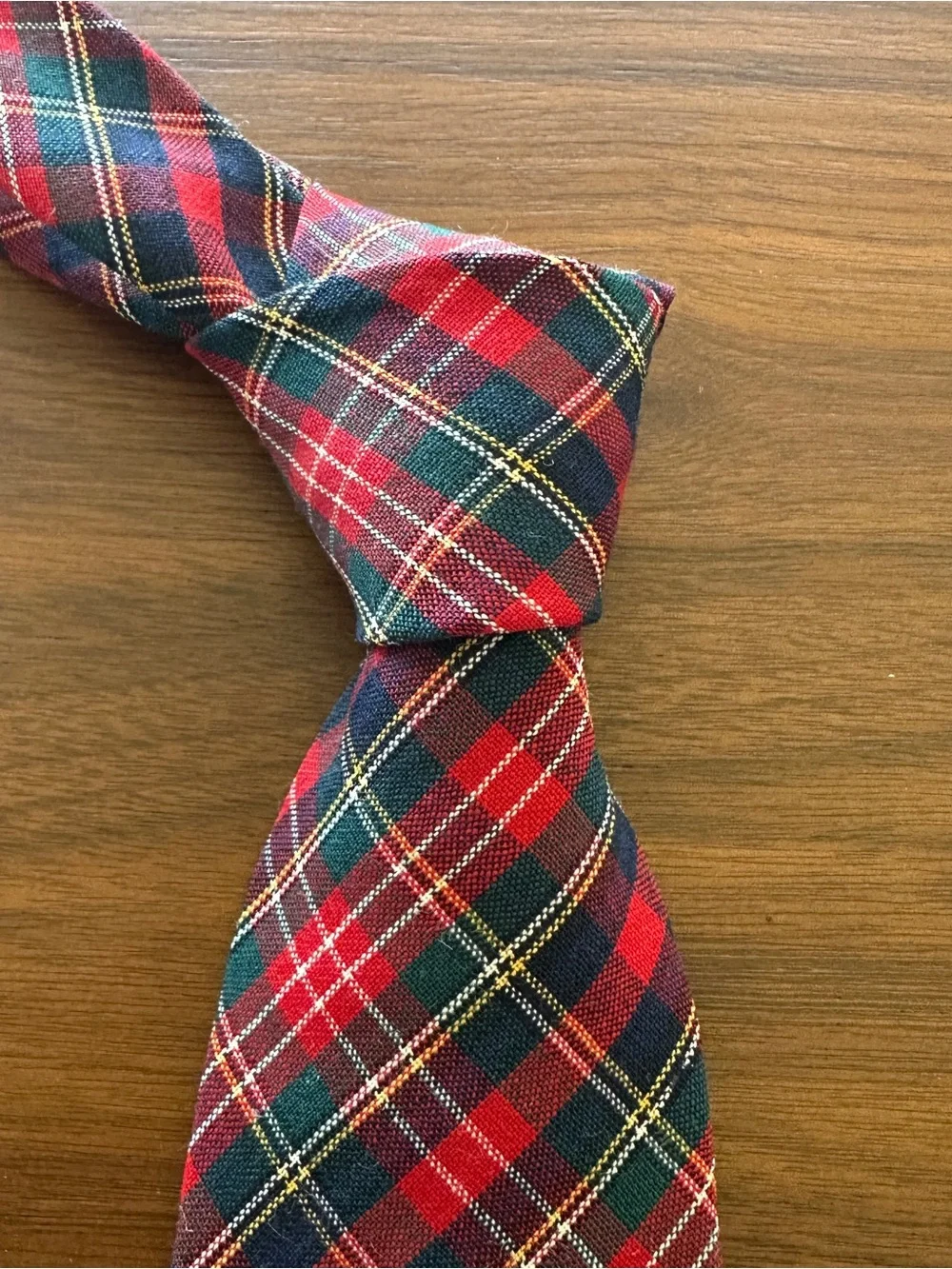 Pendleton Plaid Wool Tie in Red, Green & Navy